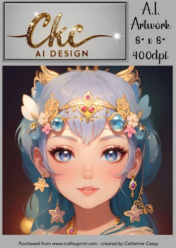 A.I. Created Artwork 8 x 8 Topper or Card Front - Anime Females - Art 0008