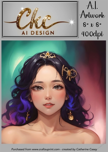 A.I. Created Artwork 8 x 8 Topper or Card Front - Anime Females - Art 0009