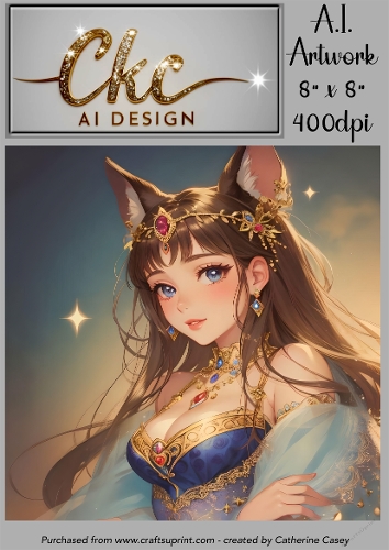 A.I. Created Artwork 8 x 8 Topper or Card Front - Anime Females - Art 0011