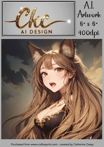 A.I. Created Artwork 8 x 8 Topper or Card Front - Anime Females - Art 0012