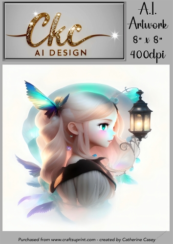 A.I. Created Artwork 8 x 8 Topper or Card Front - Anime Females - Art 0013