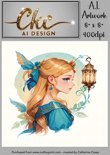 A.I. Created Artwork 8 x 8 Topper or Card Front - Anime Females - Art 0014