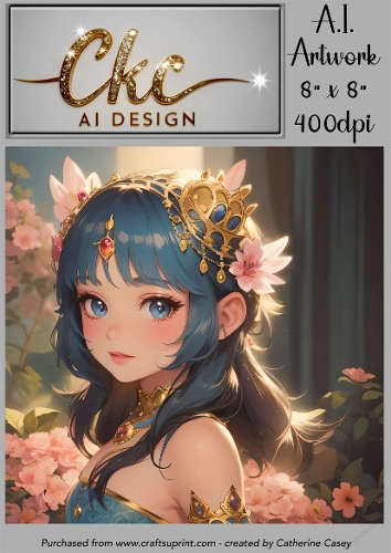 A.I. Created Artwork 8 x 8 Topper or Card Front - Anime Females - Art 0017