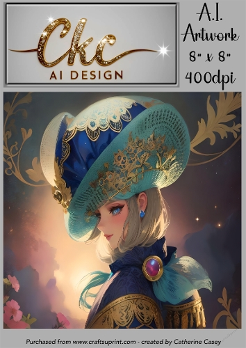 A.I. Created Artwork 8 x 8 Topper or Card Front - Anime Females - Art 0020