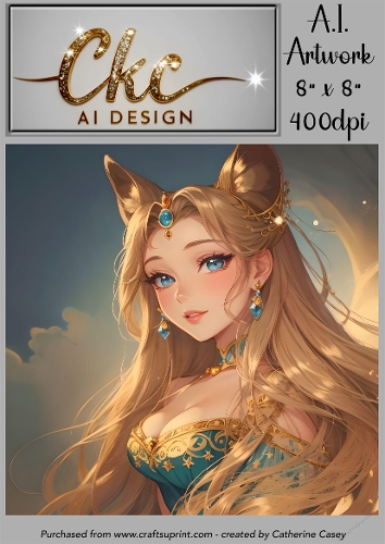 A.I. Created Artwork 8 x 8 Topper or Card Front - Anime Females - Art 0021