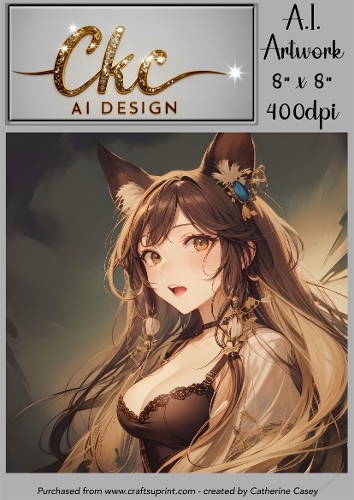 A.I. Created Artwork 8 x 8 Topper or Card Front - Anime Females - Art 0022