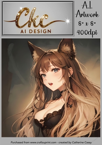 A.I. Created Artwork 8 x 8 Topper or Card Front - Anime Females - Art 0023