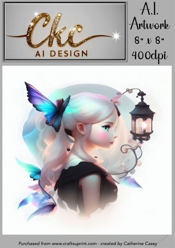 A.I. Created Artwork 8 x 8 Topper or Card Front - Anime Females - Art 0024