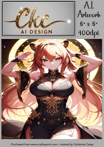 A.I. Created Artwork 8 x 8 Topper or Card Front - Anime Females - Art 0030