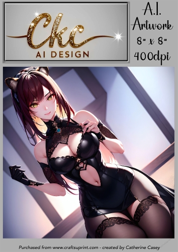 A.I. Created Artwork 8 x 8 Topper or Card Front - Anime Females - Art 0031