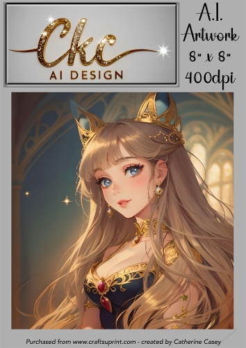 A.I. Created Artwork 8 x 8 Topper or Card Front - Anime Females - Art 0034