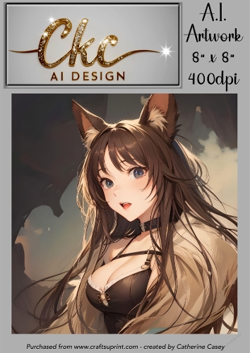 A.I. Created Artwork 8 x 8 Topper or Card Front - Anime Females - Art 0035