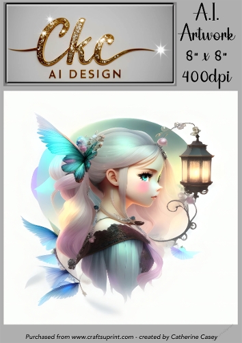 A.I. Created Artwork 8 x 8 Topper or Card Front - Anime Females - Art 0036