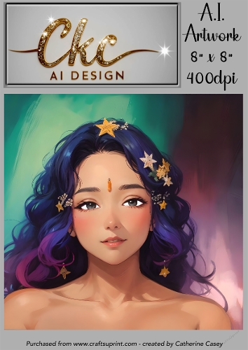 A.I. Created Artwork 8 x 8 Topper or Card Front - Anime Females - Art 0038