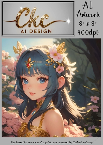 A.I. Created Artwork 8 x 8 Topper or Card Front - Anime Females - Art 0040