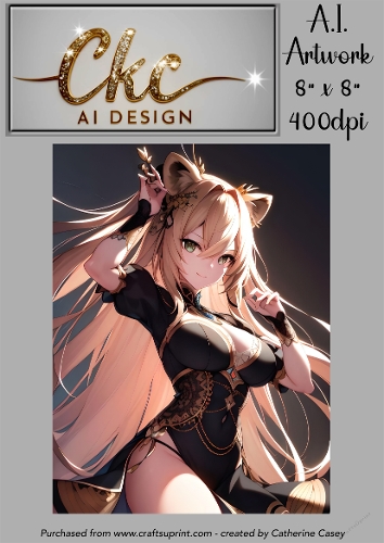A.I. Created Artwork 8 x 8 Topper or Card Front - Anime Females - Art 0042