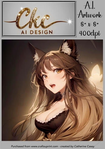 A.I. Created Artwork 8 x 8 Topper or Card Front - Anime Females - Art 0045