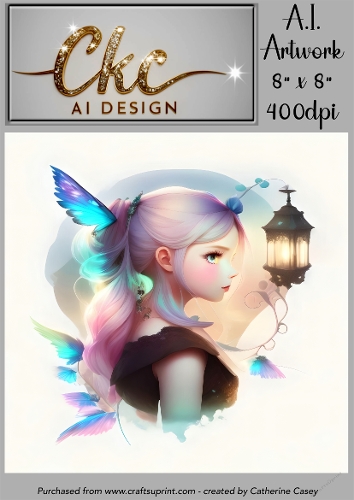 A.I. Created Artwork 8 x 8 Topper or Card Front - Anime Females - Art 0046