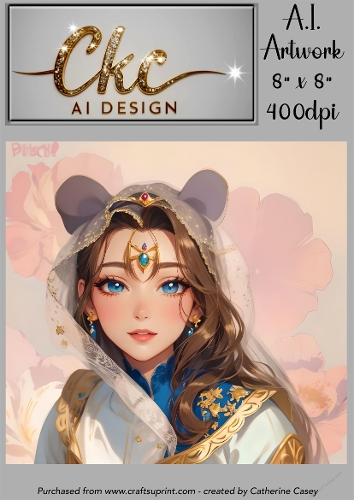 A.I. Created Artwork 8 x 8 Topper or Card Front - Anime Females - Art 0050