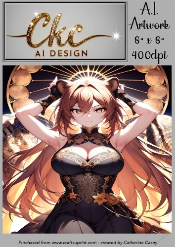A.I. Created Artwork 8 x 8 Topper or Card Front - Anime Females - Art 0052