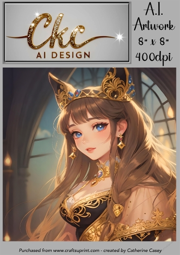 A.I. Created Artwork 8 x 8 Topper or Card Front - Anime Females - Art 0054