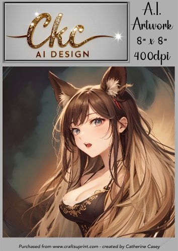 A.I. Created Artwork 8 x 8 Topper or Card Front - Anime Females - Art 0055