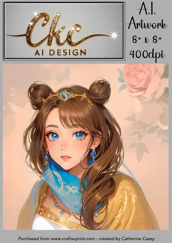 A.I. Created Artwork 8 x 8 Topper or Card Front - Anime Females - Art 0058