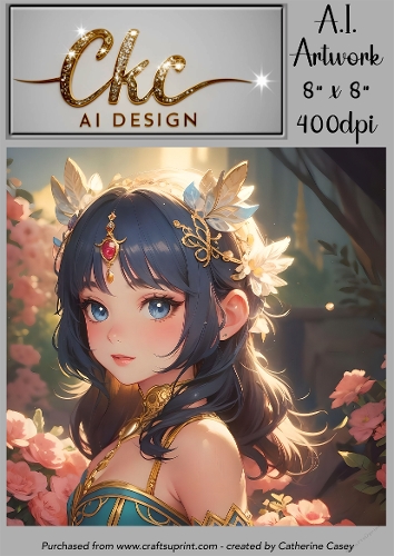 A.I. Created Artwork 8 x 8 Topper or Card Front - Anime Females - Art 0059