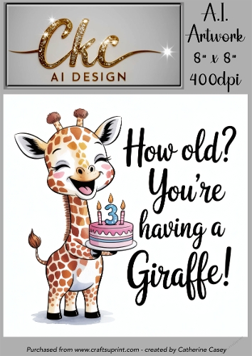 Birthday Topper 8x8 - 3 years old - Youre Having a Giraffe - Age Card - 2