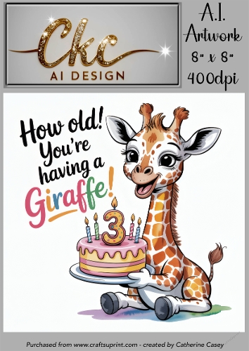 Birthday Topper 8x8 - 3 years old - Youre Having a Giraffe - Age Card - 4
