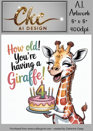 Birthday Topper 8x8 - 4 years old - Youre Having a Giraffe - Age Card - 3