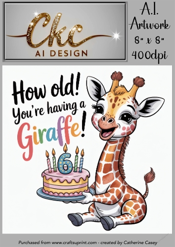 Birthday Topper 8x8 - 6 years old - Youre Having a Giraffe - Age Card - 4