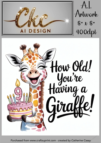 Birthday Topper 8x8 - 9 years old - Youre Having a Giraffe - Age Card - 4