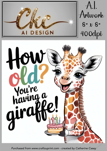Birthday Topper 8x8 - 11 years old - Youre Having a Giraffe - Age Card - 1