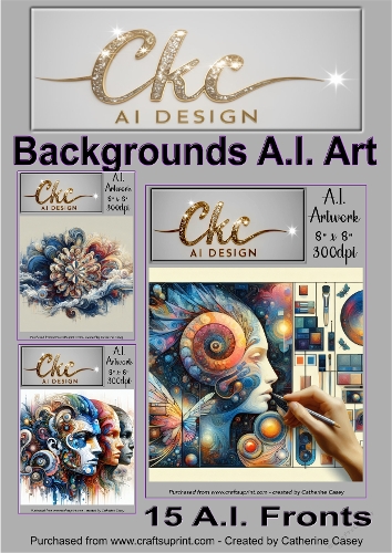 A.I. Created Artwork  15 - 8 x 8 Backgrounds, Toppers or Card Front - A.I. ART 1-15