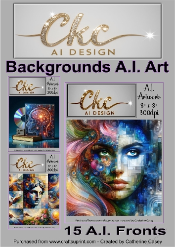 A.I. Created Artwork  15 - 8 x 8 Backgrounds, Toppers or Card Front - A.I. ART 16-30