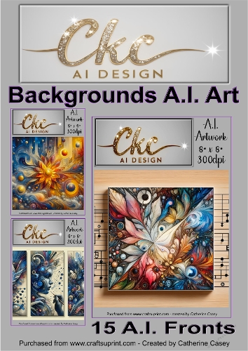 A.I. Created Artwork  15 - 8 x 8 Backgrounds, Toppers or Card Front - A.I. ART 31-45