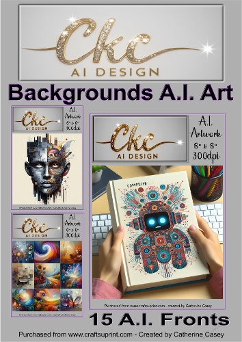 A.I. Created Artwork  15 - 8 x 8 Backgrounds, Toppers or Card Front - A.I. ART 45-59
