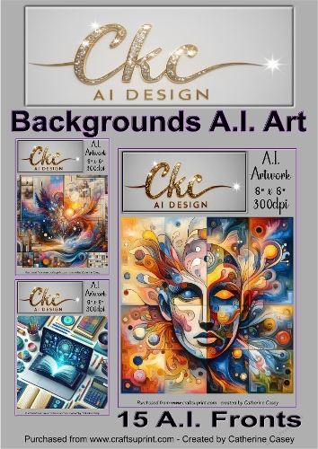 A.I. Created Artwork  15 - 8 x 8 Backgrounds, Toppers or Card Front - A.I. ART 60-74
