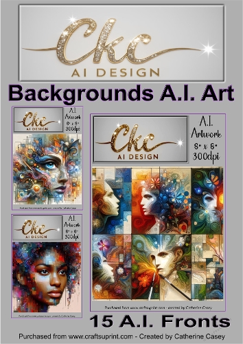 A.I. Created Artwork  15 - 8 x 8 Backgrounds, Toppers or Card Front - A.I. ART 75-89