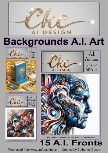 A.I. Created Artwork  15 - 8 x 8 Backgrounds, Toppers or Card Front - A.I. ART 90-104