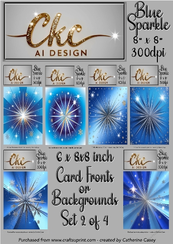 6 Blue Swirls/Sunbursts for Card Fronts or Backgrounds set 2 of 4
