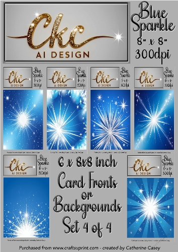 6 Blue Swirls/Sunbursts for Card Fronts or Backgrounds set 4 of 4