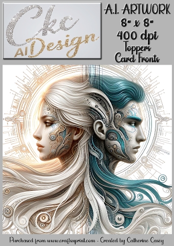 A.I. Artwork - 8 x 8 Toppers or Card Front - A.I. Artwork - Two Heads - 1