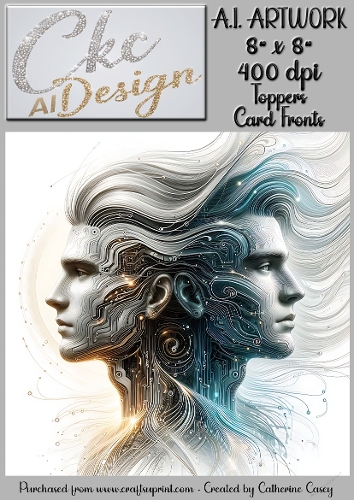A.I. Artwork - 8 x 8 Toppers or Card Front - A.I. Artwork - Two Heads - 2