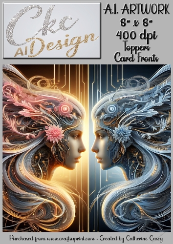 A.I. Artwork - 8 x 8 Toppers or Card Front - A.I. Artwork  - Two Heads - 3