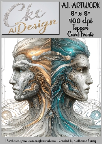 A.I. Artwork - 8 x 8 Toppers or Card Front - A.I. Artwork  - Two Heads - 4