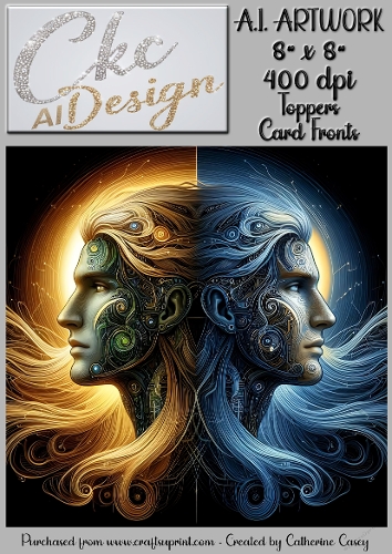 A.I. Artwork - 8 x 8 Toppers or Card Front - A.I. Artwork  - Two Heads - 5