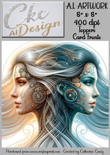 A.I. Artwork - 8 x 8 Toppers or Card Front - A.I. Artwork  - Two Heads - 7
