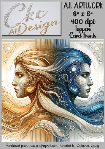 A.I. Artwork - 8 x 8 Toppers or Card Front - A.I. Artwork  - Two Heads - 8